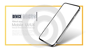 Smartphone frame less blank screen. Mockup generic device. Realistic smartphone template mockup for user experience