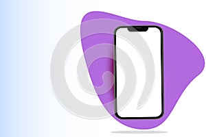 Smartphone frame less blank screen, rotated position. 3d isometric illustration cell phone. Smartphone perspective view