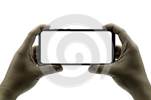 Smartphone frameless mockup.  Content for technology - include clipping pat.