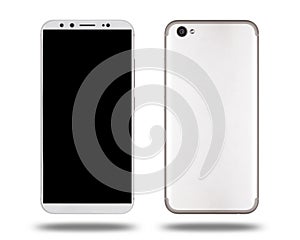 Smartphone, front and back sides of smartphone modern touch screen.