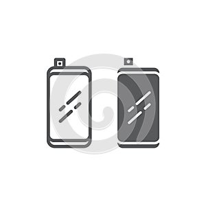 Smartphone with front retractable camera line and glyph icon, communication and device, modern phone sign, vector