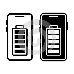 Smartphone Full Battery Black Icon Bundle for Power and Charging Status
