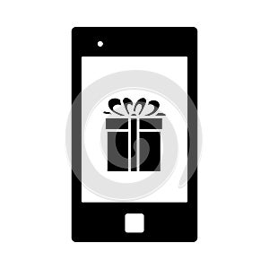 Smartphone With Gift Box On Screen Icon