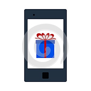 Smartphone With Gift Box On Screen Icon