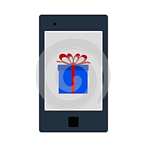 Smartphone With Gift Box On Screen Icon