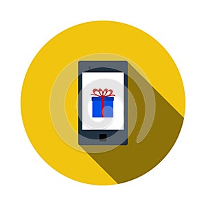 Smartphone With Gift Box On Screen Icon