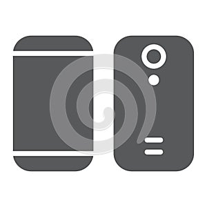 Smartphone glyph icon, device and phone, mobile phone sign, vector graphics, a solid pattern on a white background.