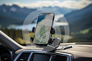 Smartphone with gps map on the steering wheel