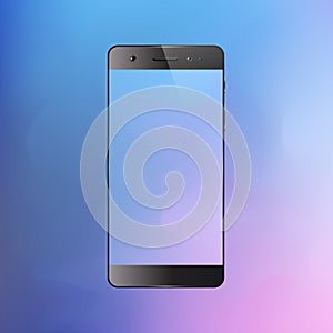 Smartphone on gradient background. Mobile phone with abstract colorful screen