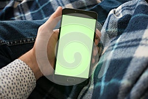 Smartphone with green screen for key chroma screen