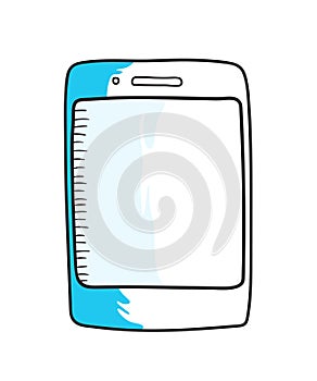 Smartphone hand drawn icon, cartoon doodle style vector illustration