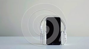 The smartphone in headphones. AI generated
