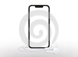 Smartphone and headphones mockup, vector illustration