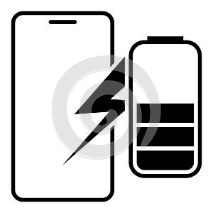 Smartphone icon with battery. The charge level of the mobile device. Vector on a white background