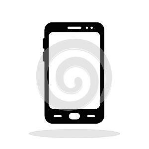 Smartphone icon. Black phone icon isolated on white background.