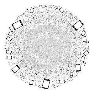 Smartphone Icon Collage Exploding Round Cluster