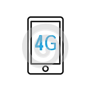 Smartphone icon. Fourth generation mobile connection speed