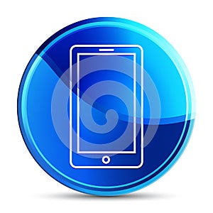 Smartphone icon glassy vibrant sky blue round button illustration