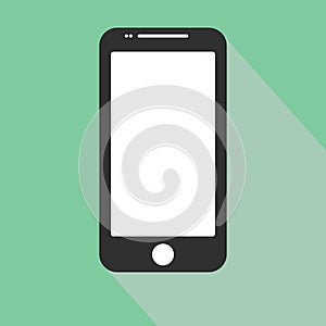 Smartphone icon in iphone style. Cellphone pictogram in trendy flat style isolated on blue background. Telephone symbol for your w