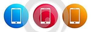 Smartphone icon premium trendy round button set