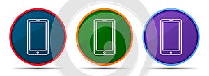 Smartphone icon silky smart flat round buton set illustration