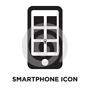 Smartphone icon vector isolated on white background, logo concept of Smartphone sign on transparent background, black filled