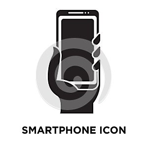 Smartphone icon vector isolated on white background, logo concept of Smartphone sign on transparent background, black filled