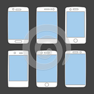 Smartphone icon vector set isolated on black