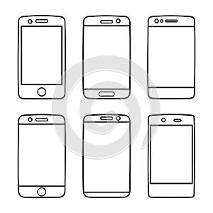 Smartphone icon vector set isolated on white