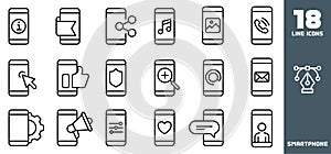 Smartphone Icons Pack. Phone icons. Paper work icons. Thin line icons set. Flat icon collection set. Simple vector