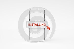 Smartphone installing software update with progress bar loading