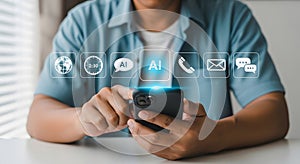 Smartphone Interaction Showcasing AI-Powered Digital