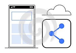 Mobile Interface and Cloud Connectivity Concept with Sharing Icon