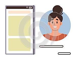 Mobile interface with user profile avatar showcasing technology and communication