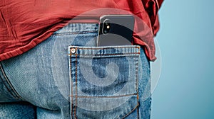 The smartphone in jeans pocket.AI generated image