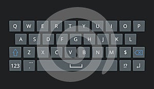 Smartphone keyboard, mobile phone keypad vector mockup. Keyboard for mobile device vector illustration