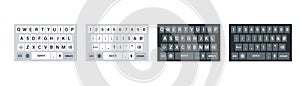 Smartphone keyboard , vector illustration. Set of phone keyboards in light and dark mode.keypad mockup .qwerty keypad alphabet