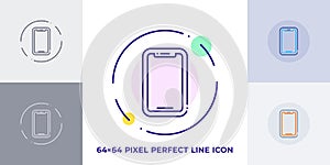 Smartphone line art vector icon. Outline symbol of modern phone. Mobile smart cellphone pictogram made of thin stroke