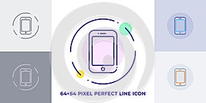 Smartphone line art vector icon. Outline symbol of modern phone. Mobile smart cellphone pictogram made of thin stroke