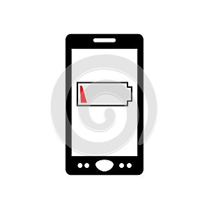 Smartphone low batt flat icon vector