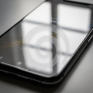 A smartphone lying flat on a