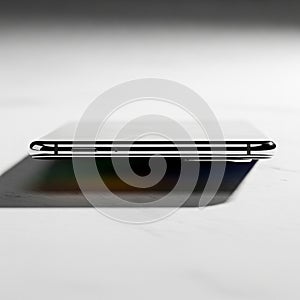 A smartphone lying flat on a