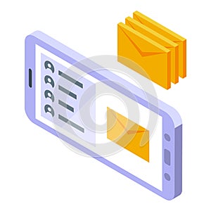 Smartphone mail icon isometric vector. Virtual reality