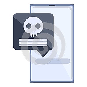 Smartphone malware icon, cartoon style