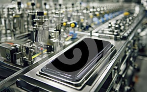 Smartphone manufacturing factory Modern belts and machinery