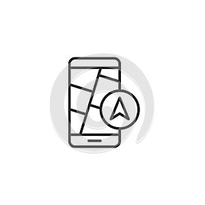 Smartphone map icon in flat style. Mobile phone gps navigation vector illustration on white isolated background. Locate pin