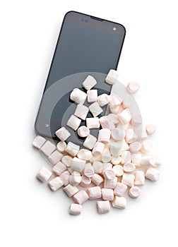 Smartphone and marshmallows