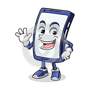 Smartphone Mascot Waving