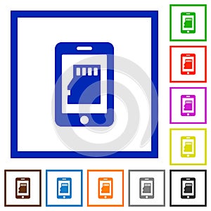 Smartphone memory card flat framed icons