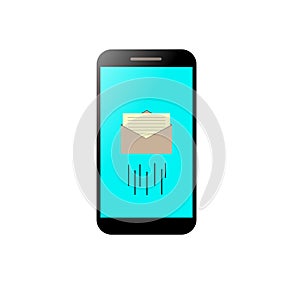 Smartphone with message concept. Smartphone with email symbol on